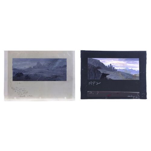 Lot # 1429: Willow (1988) - Hand-Illustrated and Printed Distant Nockmaar Castle Matte Painting Concept Artworks