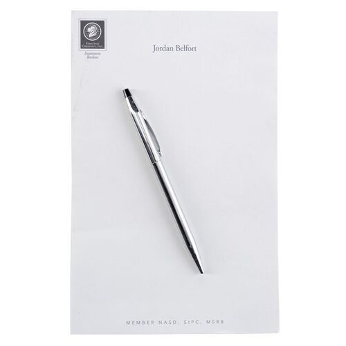 Lot # 1430: The Wolf Of Wall Street (2013) - Jordan Belfort's (Leonardo DiCaprio) Stratton Oakmont Notepad and Pen