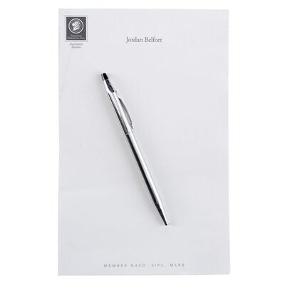 Lot # 1430: The Wolf Of Wall Street (2013) - Jordan Belfort's (Leonardo DiCaprio) Stratton Oakmont Notepad and Pen