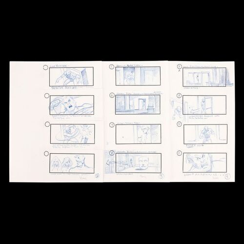 Lot # 1444: X-Men (2000) - Hand-drawn Wolverine Destroying Metal Detector Storyboards