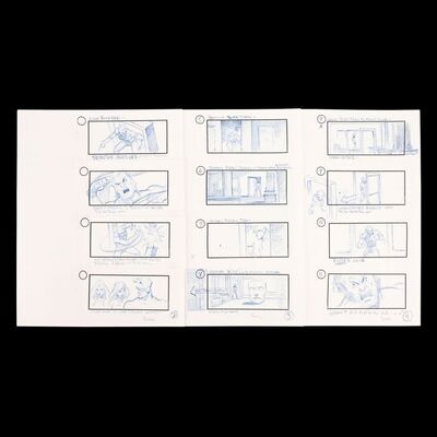 Lot # 1444: X-Men (2000) - Hand-drawn Wolverine Destroying Metal Detector Storyboards