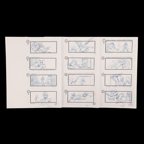 Lot # 1445: X-Men (2000) - Set of 12 Hand-drawn Mystique Appears and Attacks X-Men Storyboards