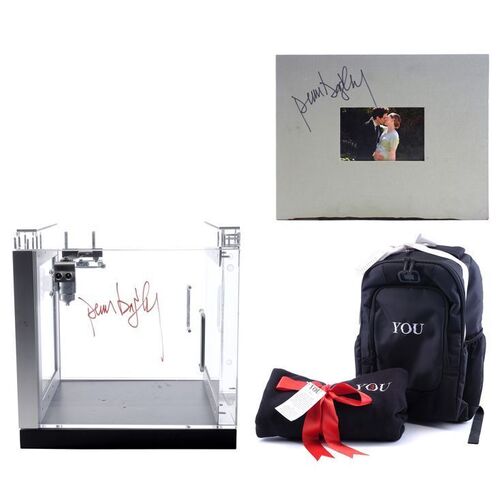 Lot # 1451: You (T.V. Series, 2018 - Present) - Penn Badgley-Autographed Box and Photo Album with Crew Gifts