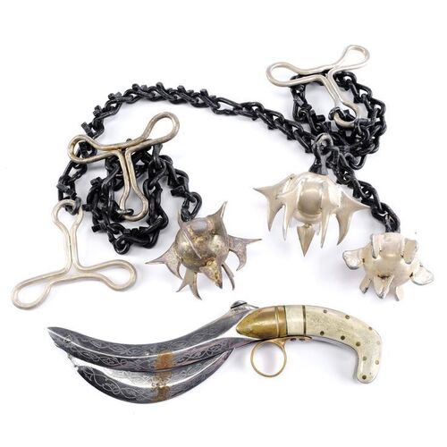 Lot # 1457: The Legend Of Zorro (2005) - Set of Ferroq's (Raul Mendez) Weaponry