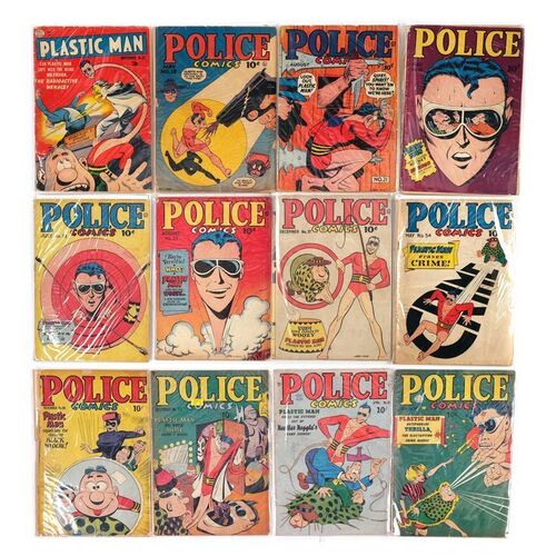 Lot # 1461: Quality Comics - J.W. Rinzler Collection: Set of 12 Plastic Man and Police Comics Golden Age Issues