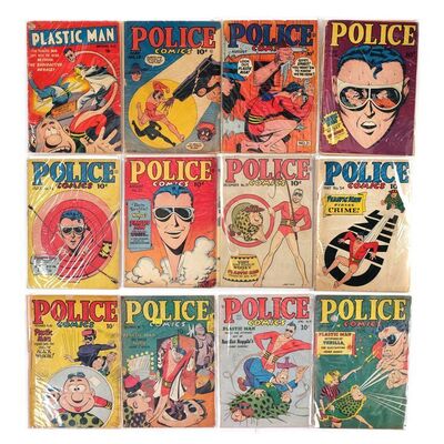 Lot # 1461: Quality Comics - J.W. Rinzler Collection: Set of 12 Plastic Man and Police Comics Golden Age Issues