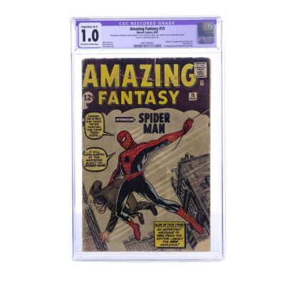 Lot # 1464: Marvel Comics - J.W. Rinzler Collection: Amazing Fantasy No. 15 CGC 1.0 (R)