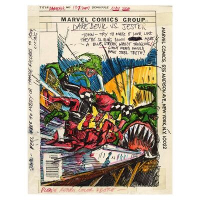 Lot # 1565: Marvel Comics - Daredevil No. 137 Final Cover Prelim by Ed Hannigan