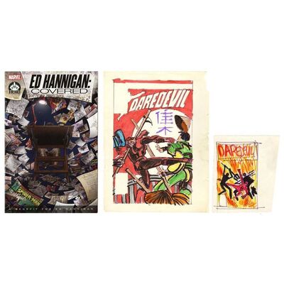 Lot # 1566: Marvel Comics - Daredevil No. 194 Final Cover and Alternate Cover Prelims by Ed Hannigan