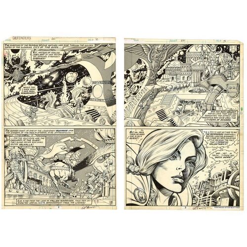 Lot # 1567: Marvel Comics - Defenders No. 66 P. 2-3 by Ed Hannigan and Bruce Patterson