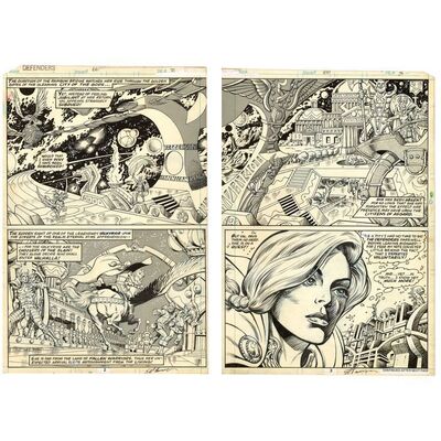 Lot # 1567: Marvel Comics - Defenders No. 66 P. 2-3 by Ed Hannigan and Bruce Patterson