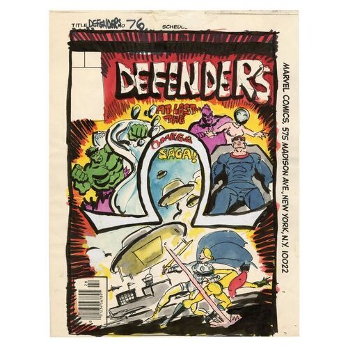 Lot # 1568: Marvel Comics - Defenders No. 76 Final Cover Prelim by Ed Hannigan