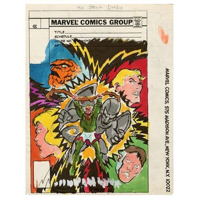 Lot # 1573: Marvel Comics - Fantastic Four Annual No. 16 Final Cover Prelim by Ed Hannigan