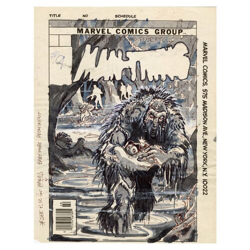 Lot # 1574: Marvel Comics - Man-Thing Vol. 2 No. 9 Final Cover Prelim by Ed Hannigan