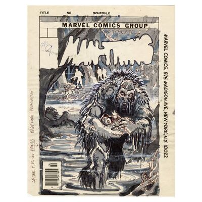 Lot # 1574: Marvel Comics - Man-Thing Vol. 2 No. 9 Final Cover Prelim by Ed Hannigan