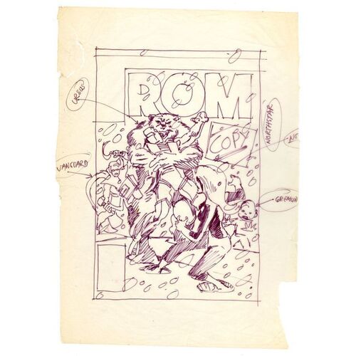 Lot # 1579: Marvel Comics - Rom No. 45 Final Cover Prelim by Ed Hannigan