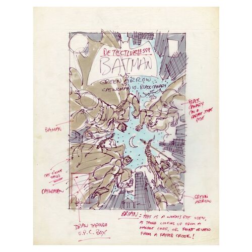 Lot # 1588: DC Comics - Detective Comics No. 559 Final Cover Prelim by Ed Hannigan