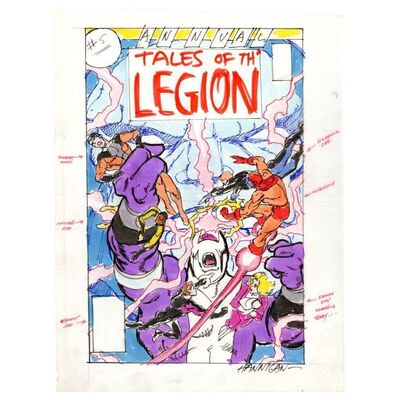 Lot # 1590: DC Comics - Tales of the Legion of Super-Heroes Annual No. 5 Final Cover Prelim by Ed Hannigan