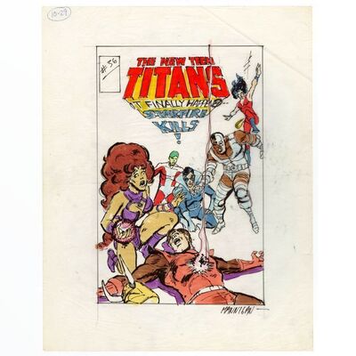 Lot # 1591: DC Comics - New Teen Titans V. 2 No. 36 Final Cover Prelim by Ed Hannigan