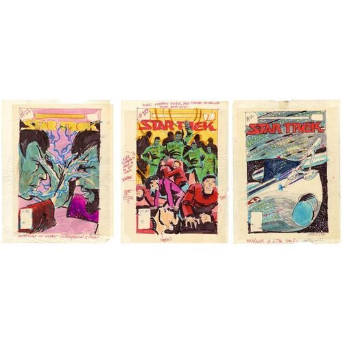 Lot # 1597: DC Comics - Star Trek No. 10-12 Final Cover Prelims by Ed Hannigan