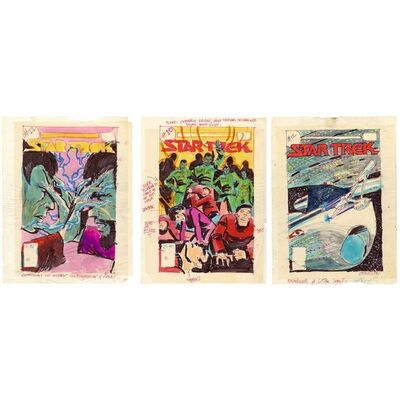 Lot # 1597: DC Comics - Star Trek No. 10-12 Final Cover Prelims by Ed Hannigan