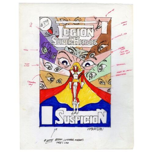 Lot # 1598: DC Comics - Tales of the Legion of Super-Heroes No. 349 Final Cover Prelim by Ed Hannigan