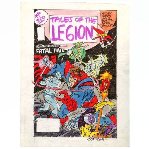 Lot # 1599: DC Comics - Tales of the Legion of Super-Heroes No. 350 Final Cover Prelim by Ed Hannigan
