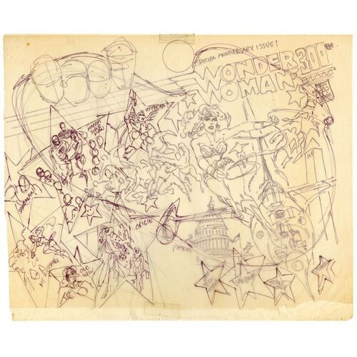 Lot # 1601: DC Comics - Wonder Woman No. 300 Final Cover Prelim by Ed Hannigan