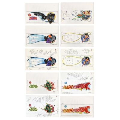 Lot # 1603: DC Comics - Set of Hand-Drawn and Annotated Ed Hannigan Good Company Mug Designs Color Guides