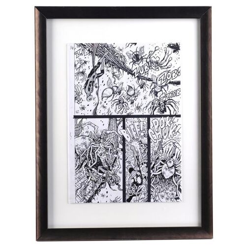 Lot # 1606: Marvel Comics - J.W. Rinzler Collection: Framed Spider-Man: Fever No. 3 P. 14 by Brendan McCarthy with Color Guide