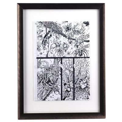 Lot # 1606: Marvel Comics - J.W. Rinzler Collection: Framed Spider-Man: Fever No. 3 P. 14 by Brendan McCarthy with Color Guide