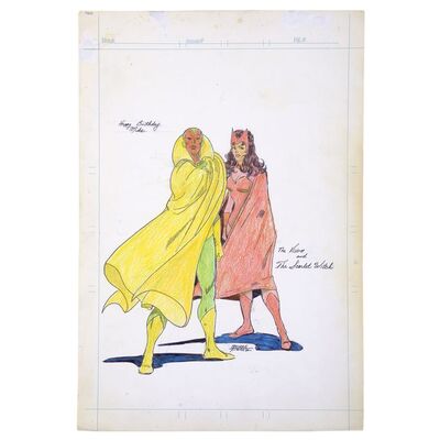 Lot # 1610: Marvel Comics - Hand-Drawn George Perez Vision and Scarlet Witch Illustration