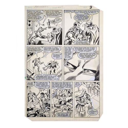 Lot # 1611: Marvel Comics - Avengers No. 220 P. 3 by Bob Hall and Dan Green