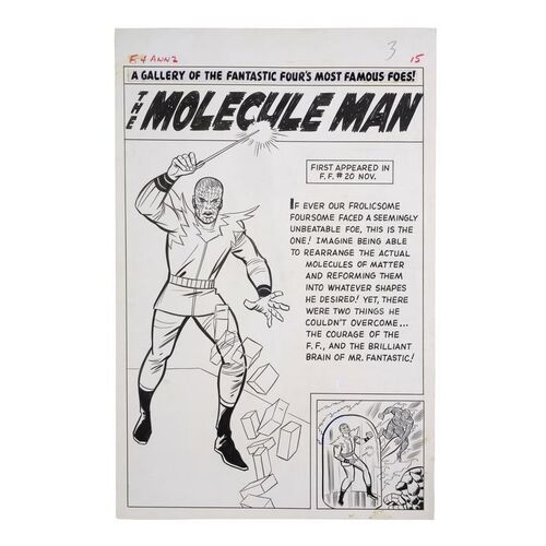 Lot # 1615: Marvel Comics - Fantastic Four Annual No. 2 Molecule Man Gallery Pin-Up by Jack Kirby and Chic Stone