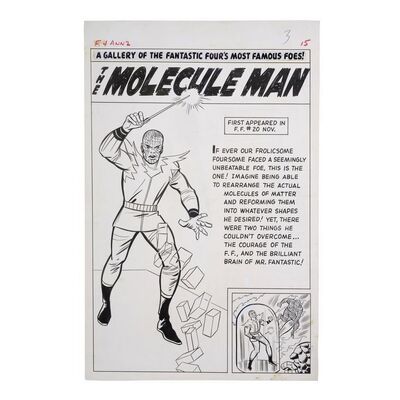 Lot # 1615: Marvel Comics - Fantastic Four Annual No. 2 Molecule Man Gallery Pin-Up by Jack Kirby and Chic Stone