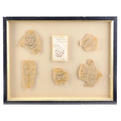 Lot # 1626: Various Productions - J.W. Rinzler Collection: Framed Hand-Drawn Jack Kirby, Alan Weis, Don Rico, Joe Kubert, Sergio Argones, and John Romita, Sr. Sketches