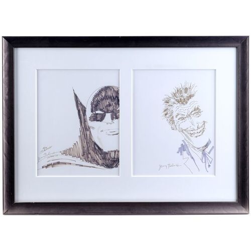 Lot # 1627: DC Comics - J.W. Rinzler Collection: Framed Hand-Drawn Jerry Robinson Batman and Joker Sketches