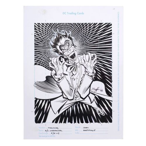 Lot # 1631: DC Comics - Hand-Drawn Norm Breyfogle "Joker" Trading Card Illustration
