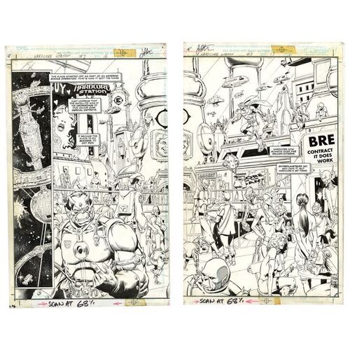 Lot # 1633: DC Comics - J.W. Rinzler Collection: Hardcore Station No. 2 P. 16-17 by Jim Starlin and Joe Rubinstein