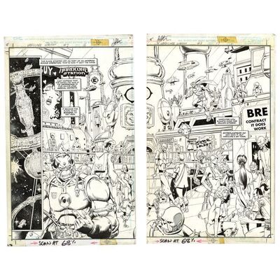 Lot # 1633: DC Comics - J.W. Rinzler Collection: Hardcore Station No. 2 P. 16-17 by Jim Starlin and Joe Rubinstein