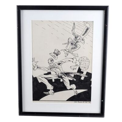 Lot # 1642: Multiple Publishers - Framed Hand-Drawn Bob Burden Flaming Carrot Unpublished Cover