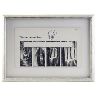 Lot # 1644: Heavy Metal Magazine (1977 - Present) - J.W. Rinzler Collection: Framed Freak Show P. 18 Top Tier with Hand-Drawn Skull Sketch by Bernie Wrightson