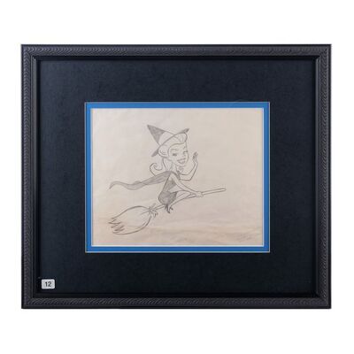 Lot # 1648: Bewitched (T.V. Series, 1964 - 1972) - Framed Hand-Drawn "Liz Montgomery" Main Title Production Sketch
