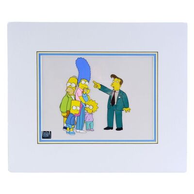 Lot # 1660: The Simpsons (T.V. Series, 1994) - "Itchy & Scratchy Land" Hand-Painted Production Animation Cel