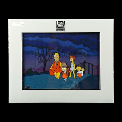 Lot # 1661: The Simpsons (T.V. Series, 2001) - "Treehouse of Horror XII" Hand-Painted Production Animation Cel with Photocopy Background
