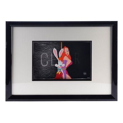 Lot # 1666: Who Framed Roger Rabbit (1988) - Hand-Painted Roger and Jessica Rabbit Production Animation Cel with Photo Background