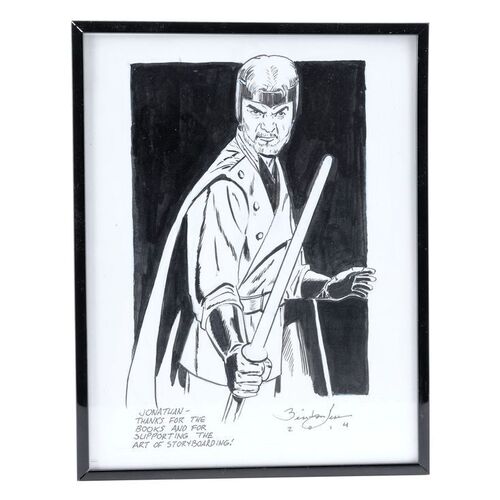 Lot # 1768: Various Productions - J.W. Rinzler Collection: Framed Hand-Drawn Benton Jew Comic Art-Style Illustration