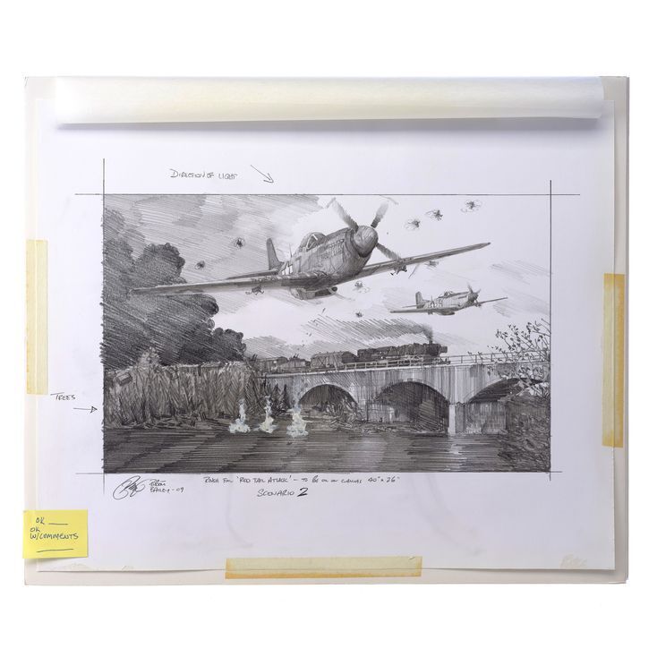 Lot 1771 Red Tails 2012 Jw Rinzler Collection Pair Of Hand Drawn Robert Bailey Concept 8380