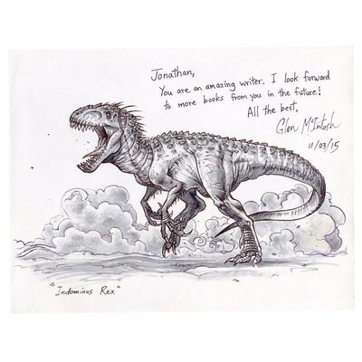 Lot # 1772: Jurassic World (2015) - J.W. Rinzler Collection: Hand-Drawn Glen McIntosh Indominus Rex Sketch