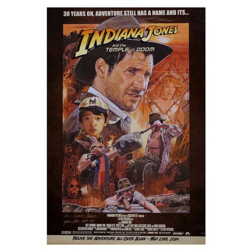 Lot # 1778: Indiana Jones And The Temple Of Doom (1984) - J.W. Rinzler Collection: Mark Raats-Autographed 30th Anniversary Lobby Poster